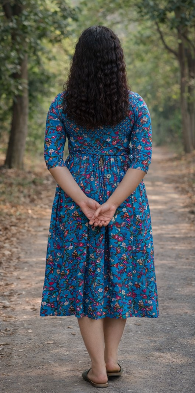 Women's Cotton Floral Maternity Feeding Dress with Zipper