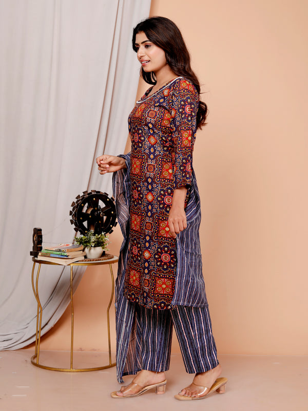 Classic Cotton Fuchsia pink  Floral Printed Kurta Set