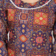 Classic Cotton Orange Blue Floral Printed Kurta Set