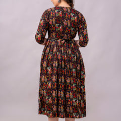 Women's Cotton Rajarani Floral Maternity Feeding Dress with Zipper