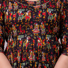 Women's Cotton Rajarani Floral Maternity Feeding Dress with Zipper