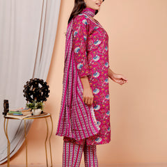 Classic Cotton Fuchsia pink  Floral Printed Kurta Set