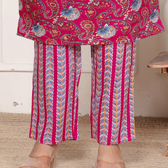 Classic Cotton Fuchsia pink  Floral Printed Kurta Set
