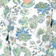Classic Cotton Teal Green Floral Printed Kurta Set