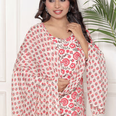 Classic Cotton Fuchsia pink  Floral Printed Kurta Set