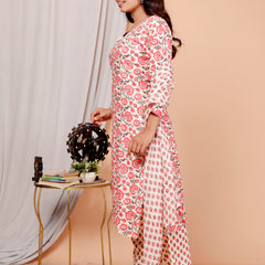 Classic Cotton Fuchsia pink  Floral Printed Kurta Set