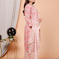 Classic Cotton Fuchsia pink  Floral Printed Kurta Set