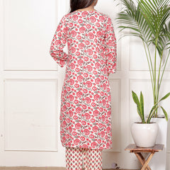 Classic Cotton Fuchsia pink  Floral Printed Kurta Set