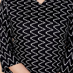 Maroon Zigzag Printed Short Kurti Cotton Blend