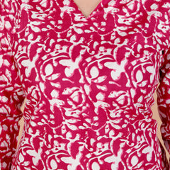 Pink Abstract Printed Short Kurti Cotton Blend
