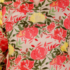 Beige Printed Short Kurti Cotton Blend