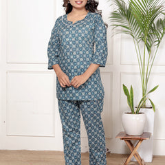 Printed Rayon Cotton Blend Co-ord Set