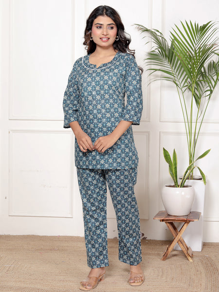 Printed Rayon Cotton Blend Co-ord Set