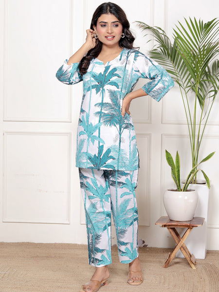 Printed Rayon Cotton Blend Co-ord Set