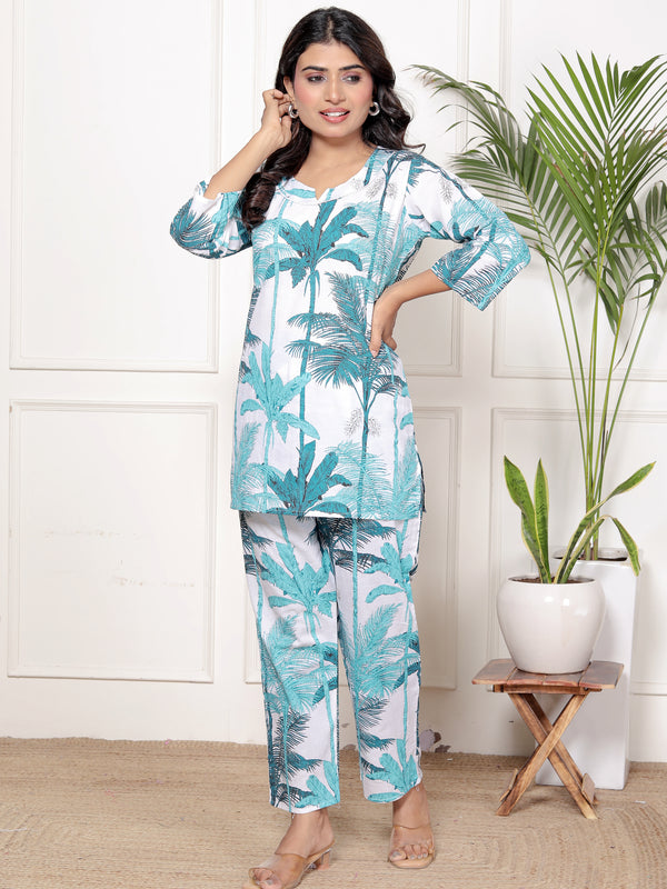 Printed Rayon Cotton Blend Co-ord Set