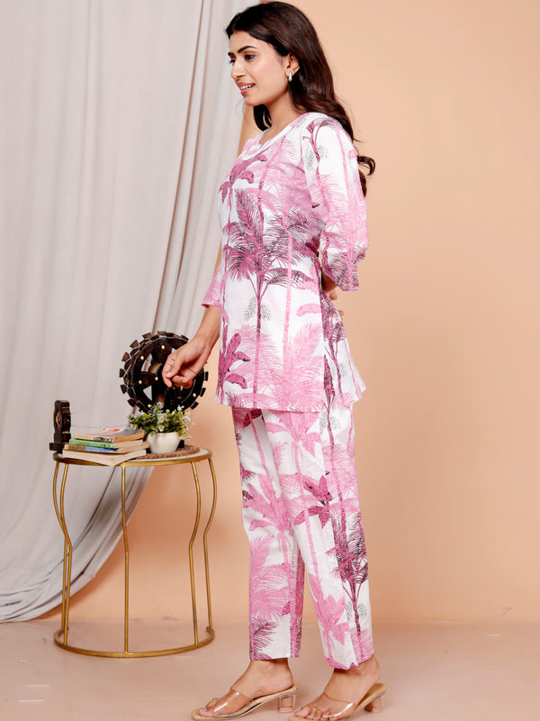Printed Rayon Cotton Blend Co-ord Set