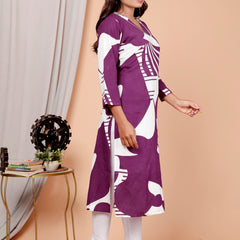 Printed Cotton Blend Ethnic Straight Kurta