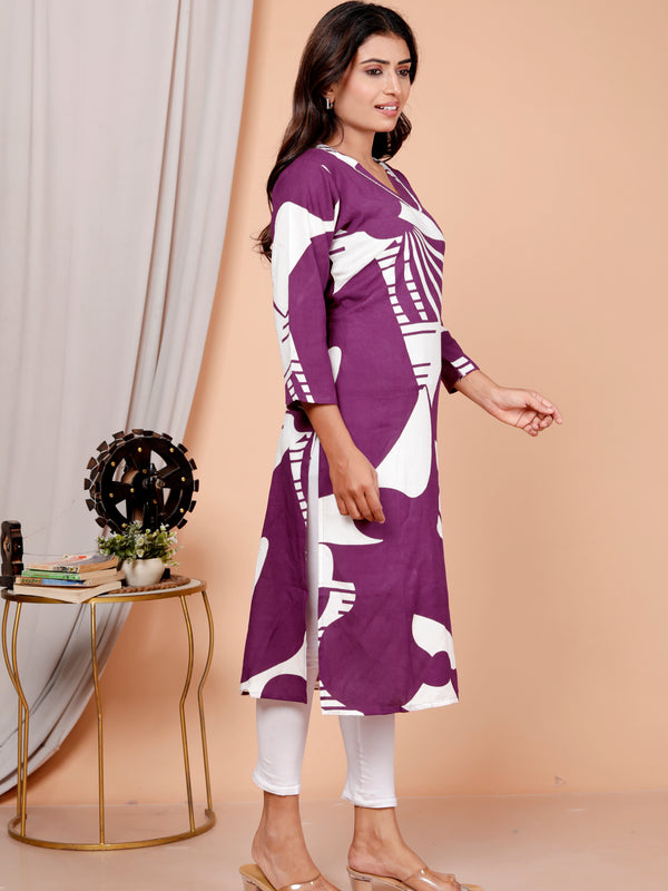 Printed Cotton Blend Ethnic Straight Kurta