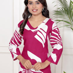 Printed Cotton Blend Ethnic Straight Kurta