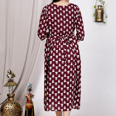 Women's Floral & Zigzag Anarkali Maternity Feeding Dress
