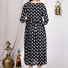 Women's Floral & Zigzag Anarkali Maternity Feeding Dress