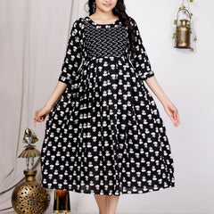 Women's Floral & Zigzag Anarkali Maternity Feeding Dress