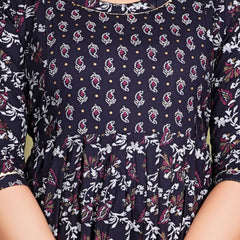 Women's Cotton Floral Maternity Feeding Dress with Zipper