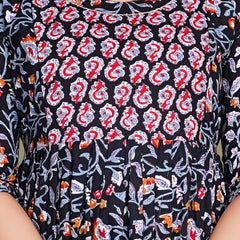 Women's Cotton Floral Maternity Feeding Dress with Zipper
