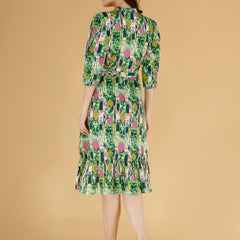 Printed Multicolor Cotton Blend Ethnic Frill Dress