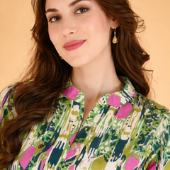 Printed Multicolor Cotton Blend Ethnic Frill Dress