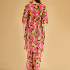 Classic Cotton Light Pink Floral Printed Kurta Set