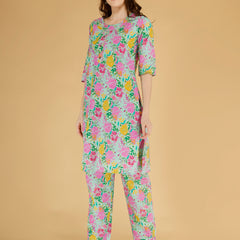 Classic Cotton Light Pink Floral Printed Kurta Set