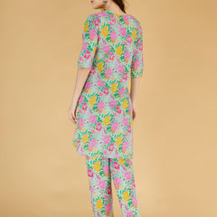 Classic Cotton Light Pink Floral Printed Kurta Set