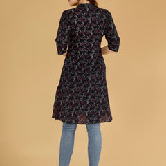 Pink Printed Cotton Blend Ethnic A-Line Kurta