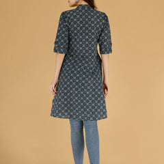 Maroon Printed Cotton Blend Ethnic A-Line Kurta