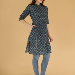 Maroon Printed Cotton Blend Ethnic A-Line Kurta