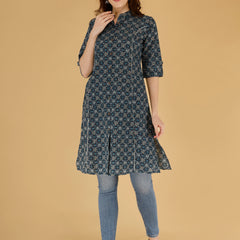 Maroon Printed Cotton Blend Ethnic A-Line Kurta