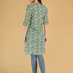 Pink Printed Cotton Blend Ethnic A-Line Kurta
