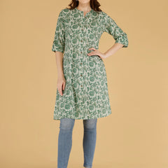 Pink Printed Cotton Blend Ethnic A-Line Kurta