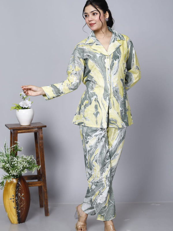 Printed Rayon Cotton Blend Co-ord Set
