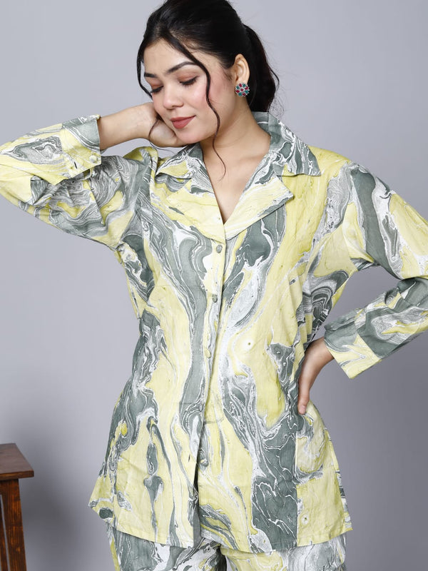 Printed Rayon Cotton Blend Co-ord Set
