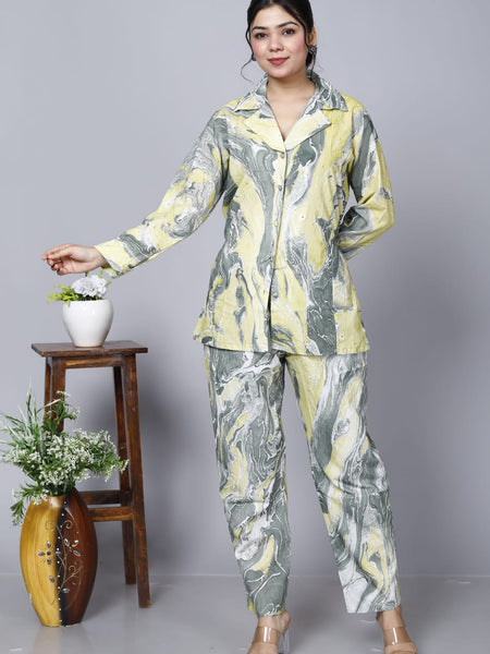 Printed Rayon Cotton Blend Co-ord Set