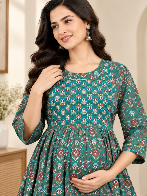 Women’s Teal Green Ethnic Maxi Dress