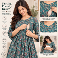 Women’s Teal Green Ethnic Maxi Dress