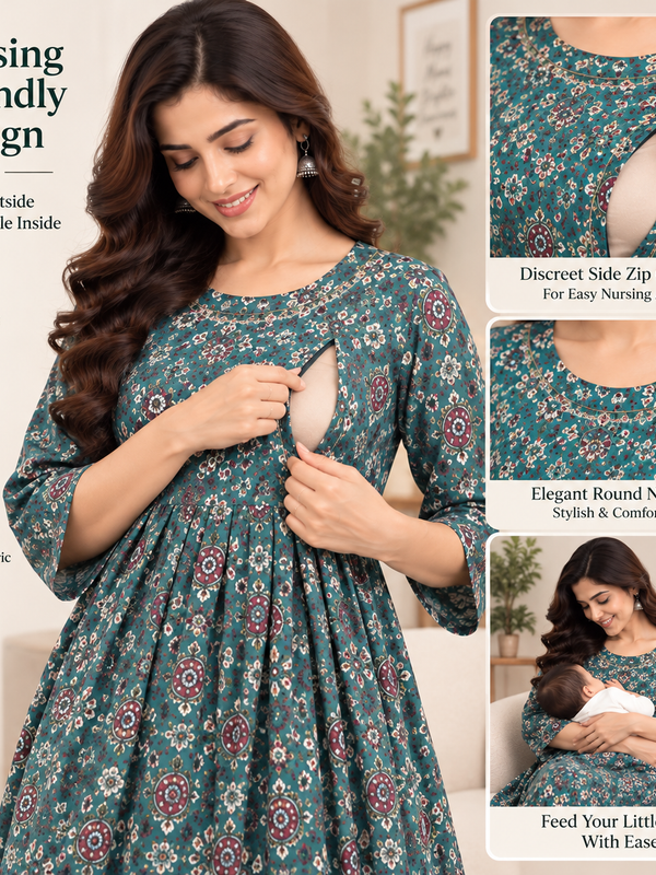 Women’s Teal Green Ethnic Maxi Dress