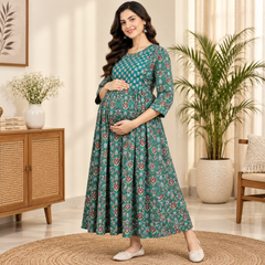 Women’s Teal Green Ethnic Maxi Dress
