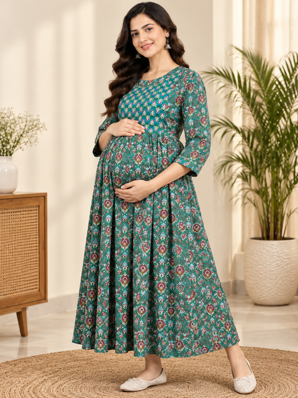 Women’s Teal Green Ethnic Maxi Dress