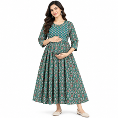 Women’s Teal Green Ethnic Maxi Dress